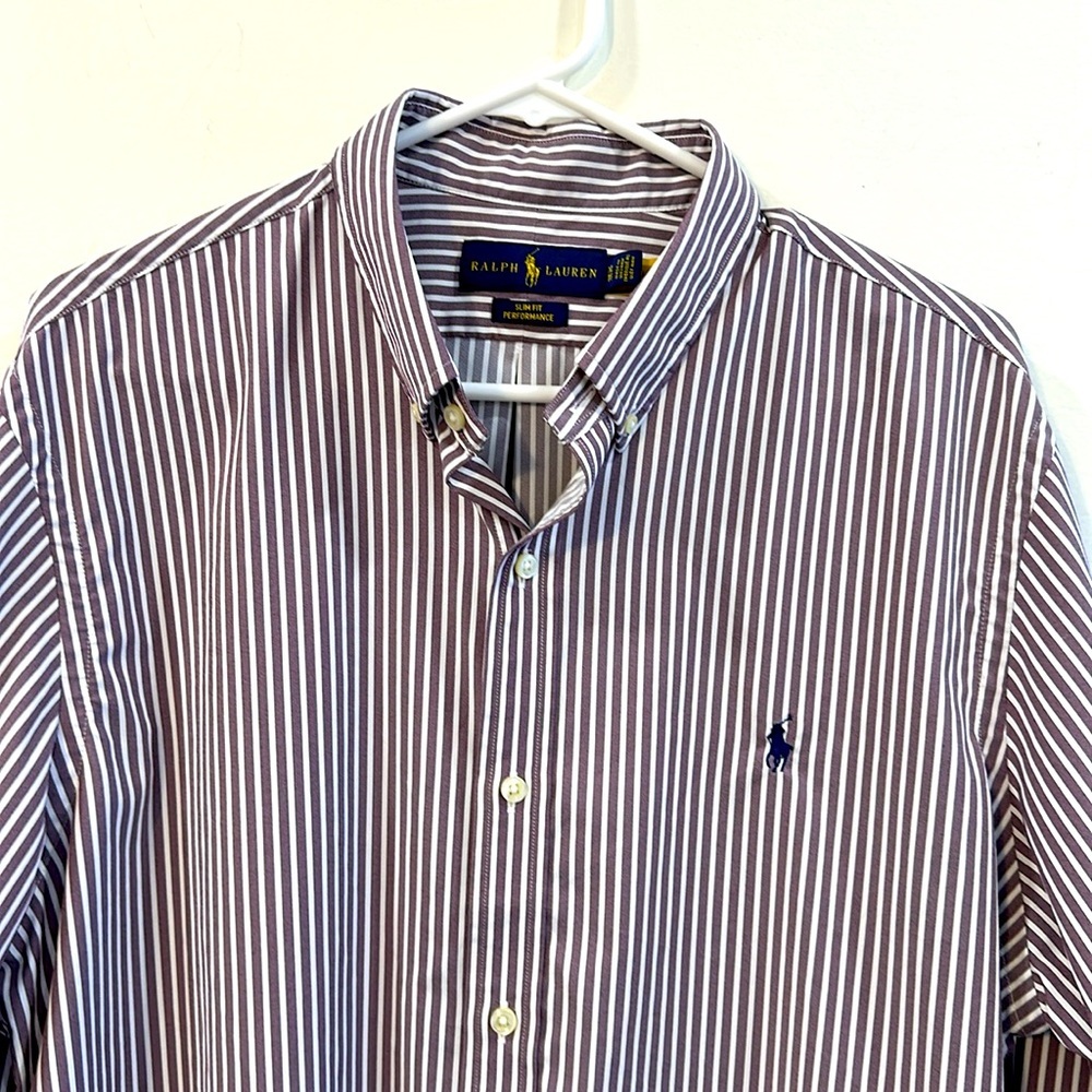Ralph Lauren long sleeve button down shirts. 
Size XL. 91% nylon 9% elastane